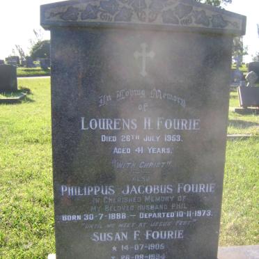 FOURIE Lourens H. -1953 :: FOURIE Philippus Jacobus 1888-1973 &amp; Susan F. 1905-1994
