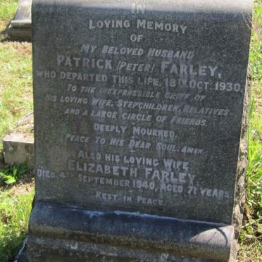 FARLEY Patrick -1930 &amp; Elizabeth -1940