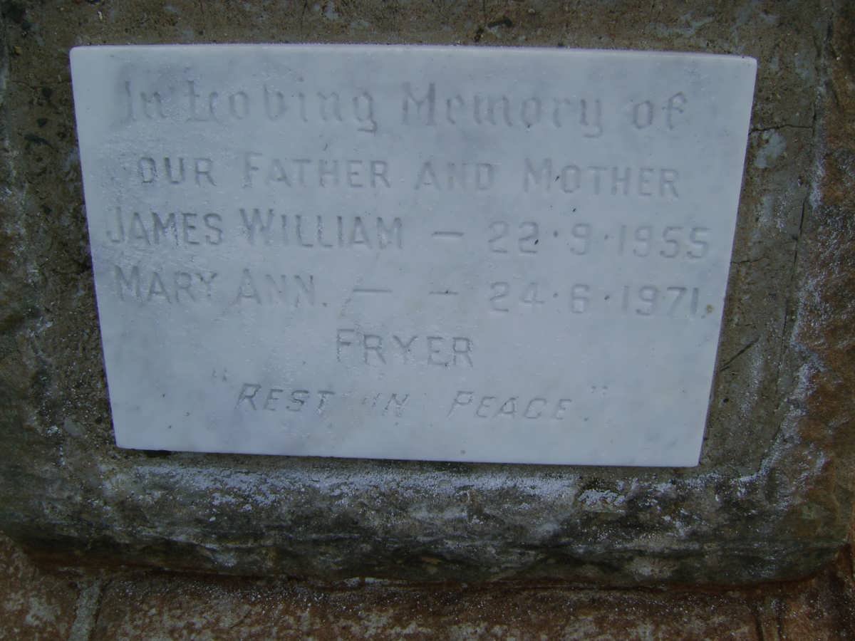 FRYER James William -1955 &amp; Mary Ann -1971