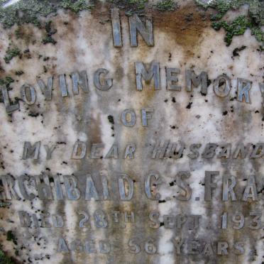 FRASER Archibald C.S. -1930 :: FRASER Cameron Seaforth -1938 :: FRASER Sarah Roche -1954