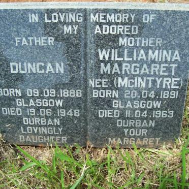 FERGUSON Duncan 1888-1948 &amp; Williamina Margaret McINTYRE 1891-1963