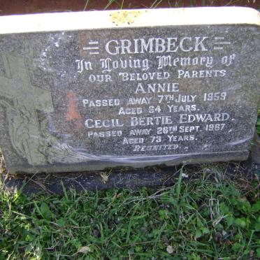GRIMBECK Cecil Bertie Edward -1967 &amp; Annie -1959