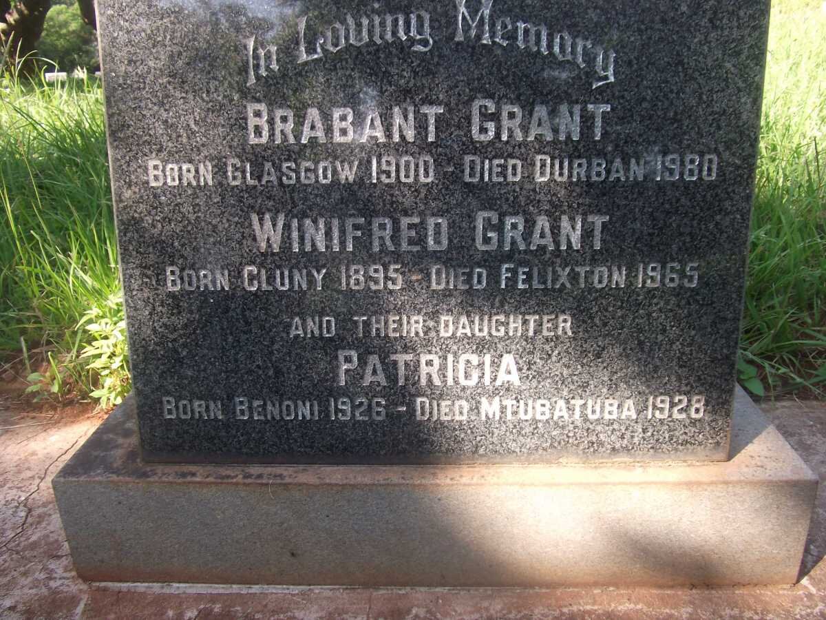 GRANT  Brabant 1900-1980 &amp; Winifred 1895-1965 :: GRANT Patricia 1926-1928