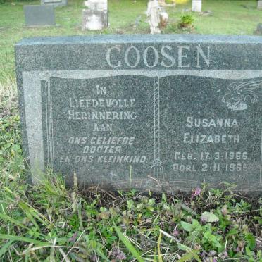 GOOSEN Susanna Elizabeth 1966-1966