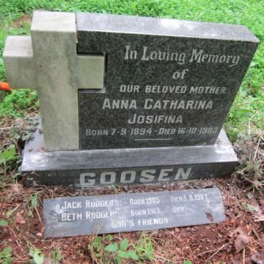 GOOSEN Anna Catharina Josifina 1894-1983 :: RODGERS Jack 1905-1987 &amp; Beth 1913
