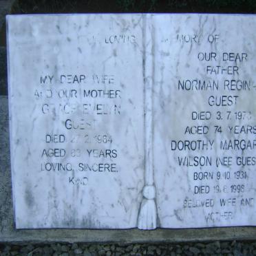 GUEST Norman Reginald -1973 &amp; Grace Evelyn -1964 :: WILSON Dorothy Margaret nee GUEST 1931-1998