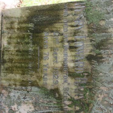 HARVEY Henry Edward -1929