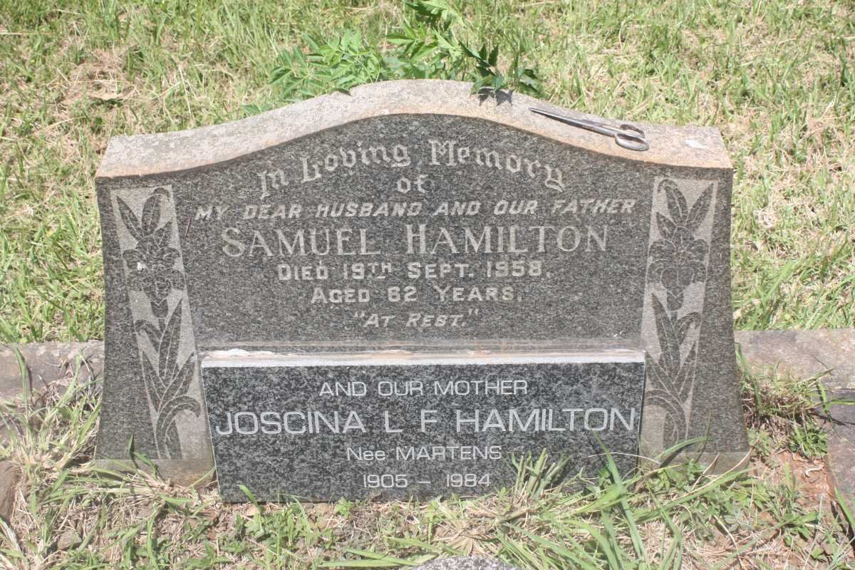 HAMILTON Samuel -1958 &amp; Joscina L.F. nee MARTENS 1905-1984