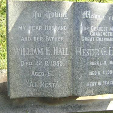 HALL William E. -1959 &amp; Hester G. 1911-1998