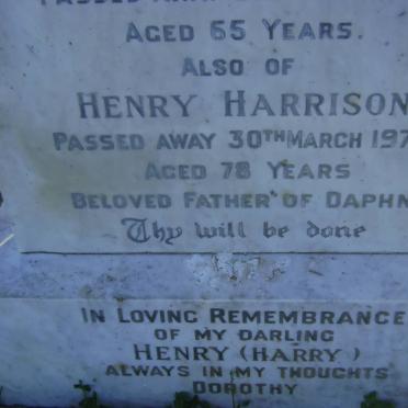 HARRISON Henry -1974 :: HARRISON Winifred Violet -1962 :: HARRISON Kenneth George -1943