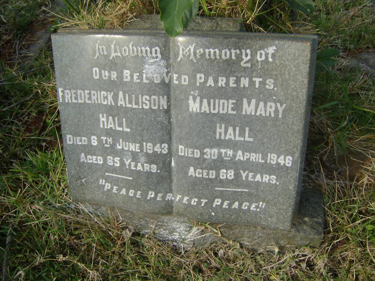 HALL Frederick Allison -1943 &amp; Maude Mary -1946