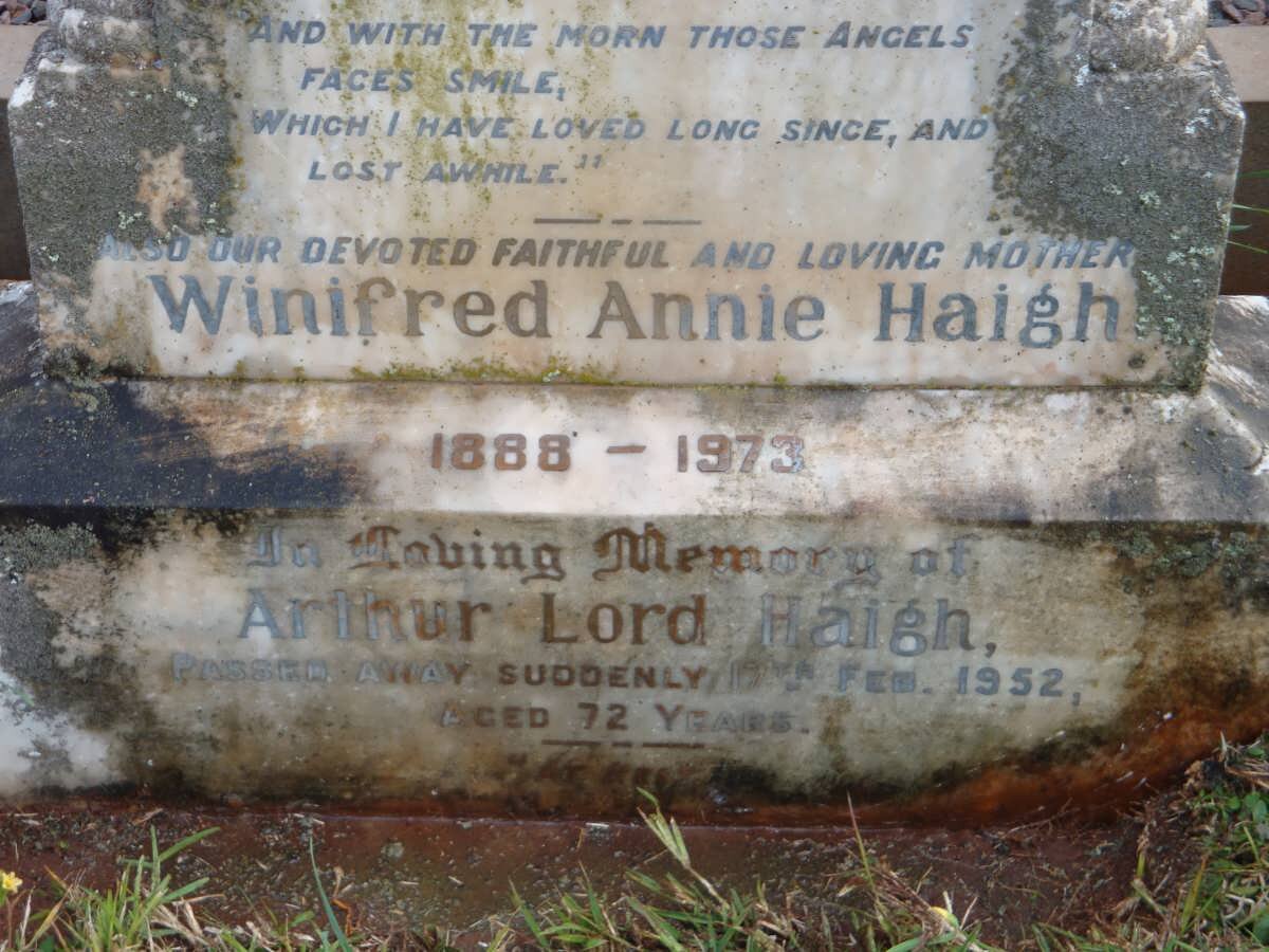 HAIGH Arthur Lord -1952 &amp; Winifred Annie 1888-1973