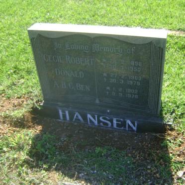 HANSEN Cecil Robert 1898-1950 :: HANSEN Donald 1909-1978 :: HANSEN A.B.C. Ben 1902-1978