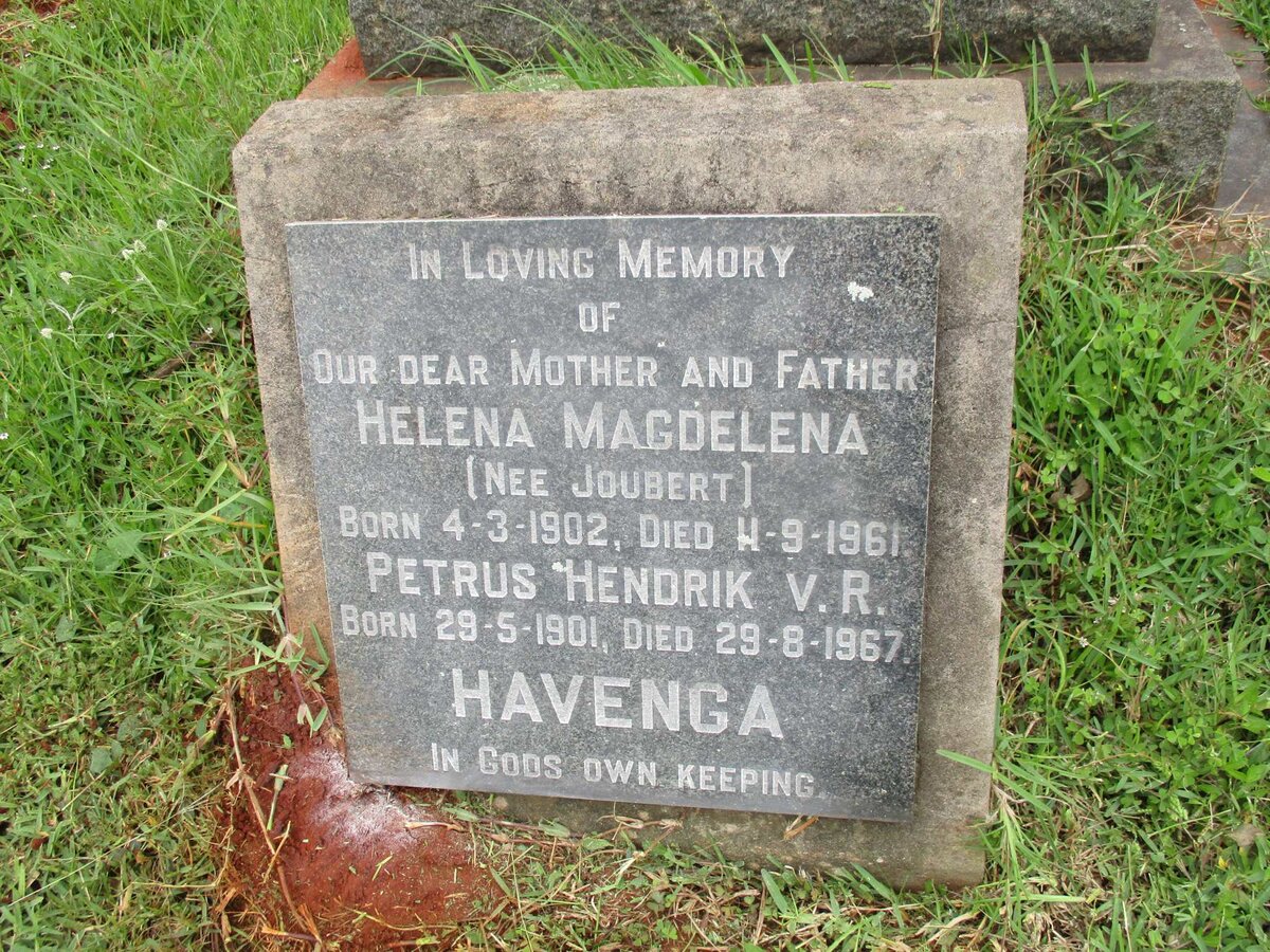 HAVENGA Petrus Hendrik V.R. 1901-1967 &amp; Helena Magdelena JOUBERT 1902-1961