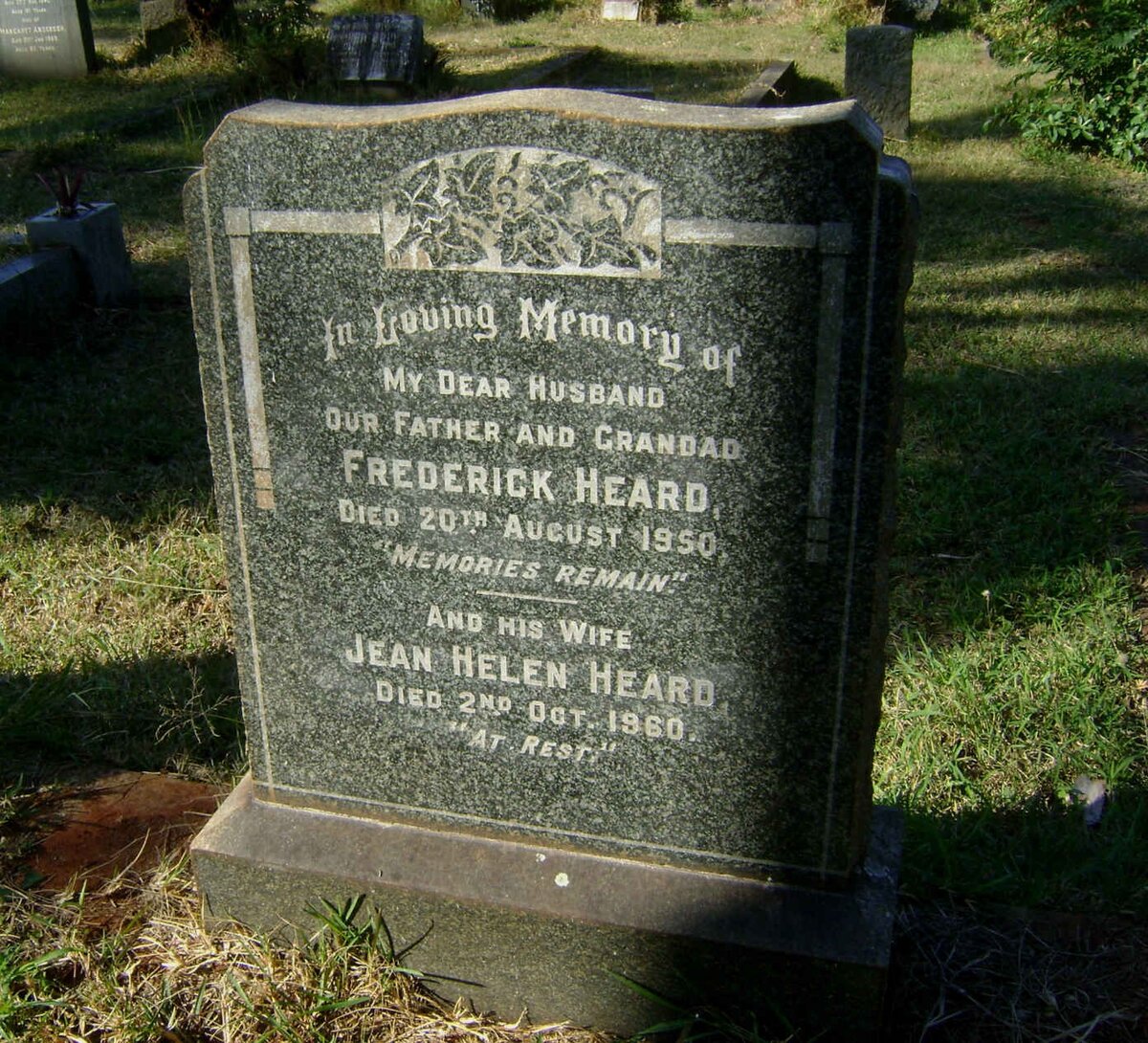 HEARD Frederick -1950 &amp; Jean Helen -1960