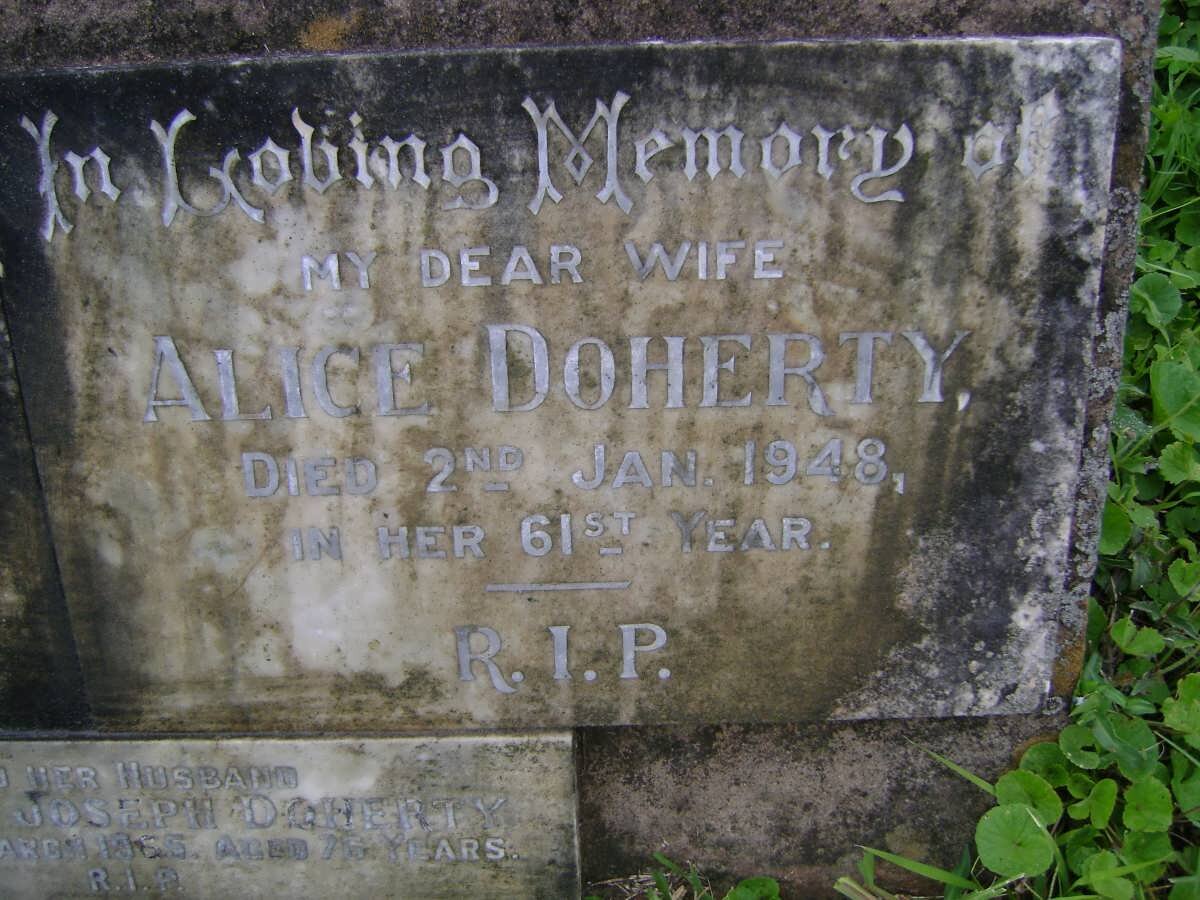 HIRST Fanny -1927 :: DOHERTY Bernard Joseph -1955 &amp; Alice -1948