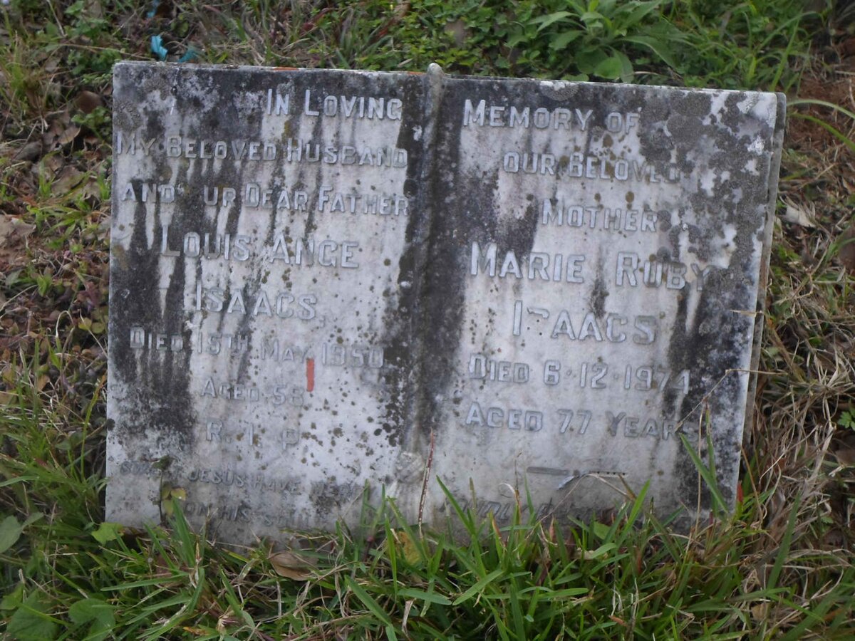 ISAACS Louis Ange -1950 &amp; Marie Ruby -1974