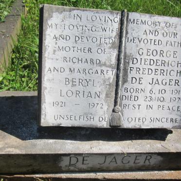 JAGER George Diederich Frederich, de 1918-1975 &amp; Beryl Lorian 1921-1972