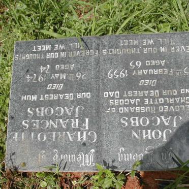 JACOBS John -1959 &amp; Charlotte Frances -1974