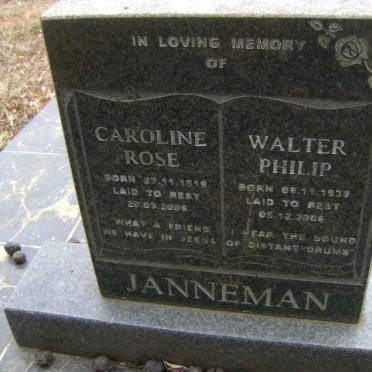 JANNEMAN Walter Philip 1939-2006 :: JANNEMAN Caroline Rose 1919-2006
