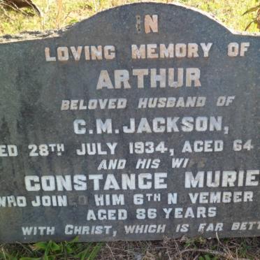 JACKSON Arthur -1934 &amp; Constance Muriel -1975