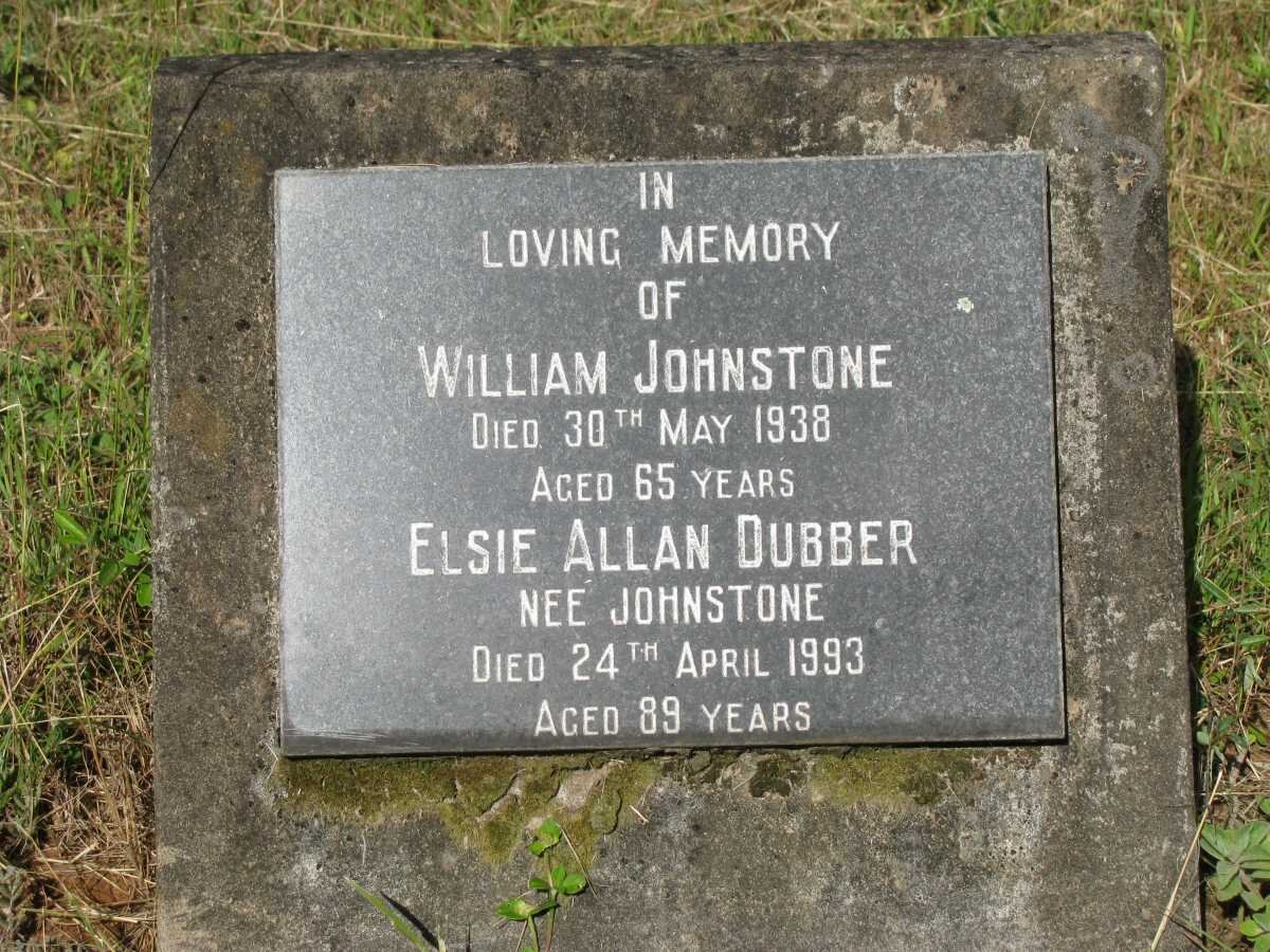 JOHNSTONE William -1938 :: DUBBER Elsie Allan nee JOHNSTONE -1993