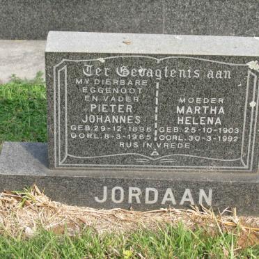 JORDAAN Pieter Johannes 1896-1965 &amp; Martha Helena 1903-1992 