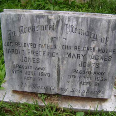 JONES Harold Frederick -1970 &amp; Mary Agnes -1985