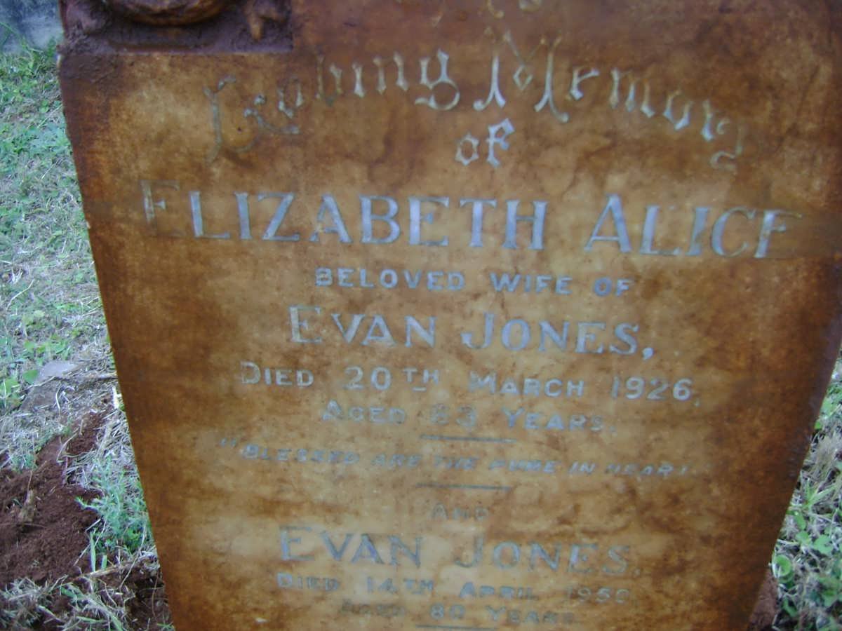 JONES Evan -1950 &amp; Elizabeth Alice -1926