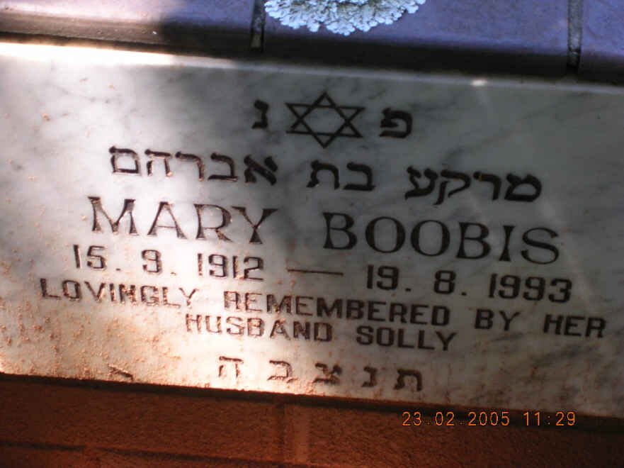 BOOBIS Mary 1912-1993