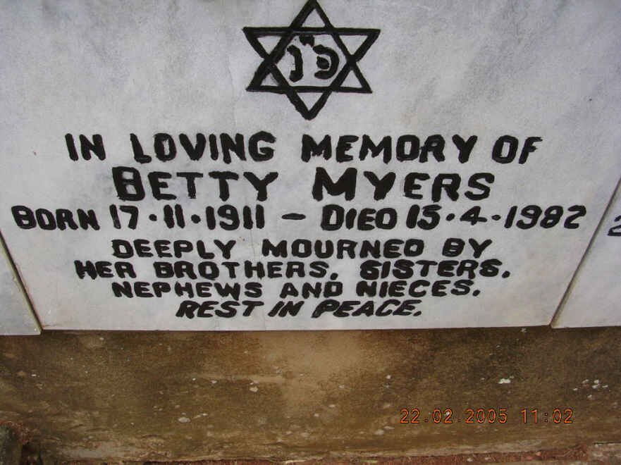 MYERS Betty 1911-1982