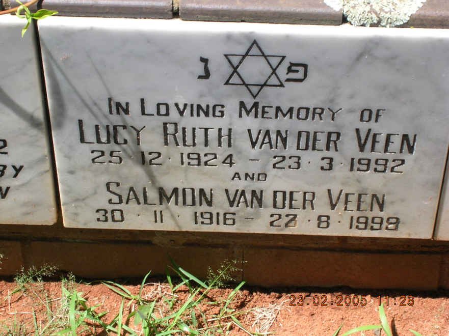 VEEN Salmon, van der 1916-1999 &amp; Lucy Ruth 1924-1992