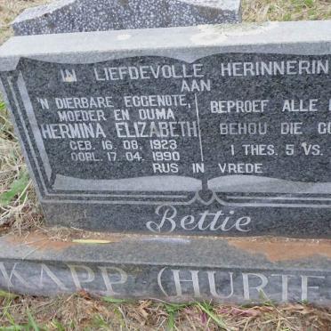 KAPP Hermina Elizabeth nee HURTER 1923-1990