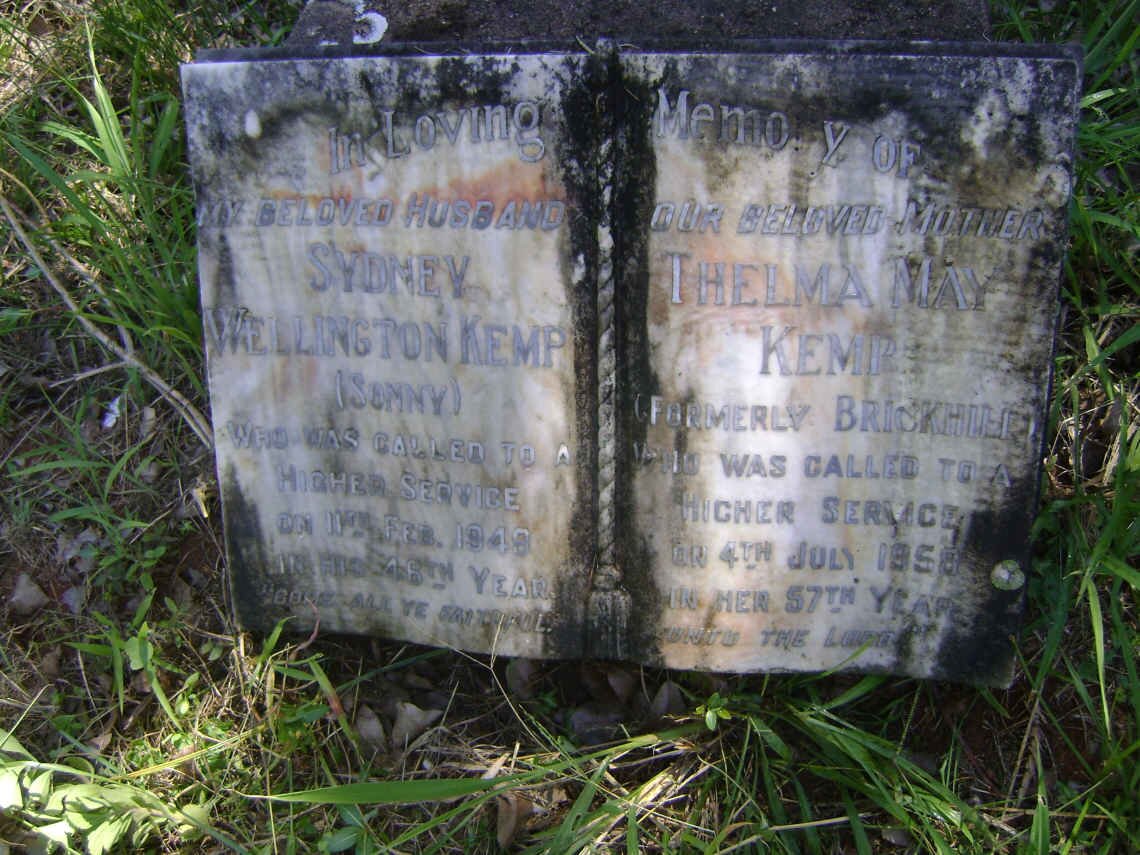 KEMP Sydney Wellington -1949 &amp; Thelma May BRICKHILL -1959