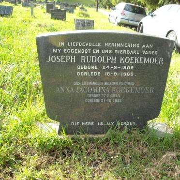 KOEKEMOER Joseph Rudolph 1909-1968 &amp; Anna Jacomina 1918-1998