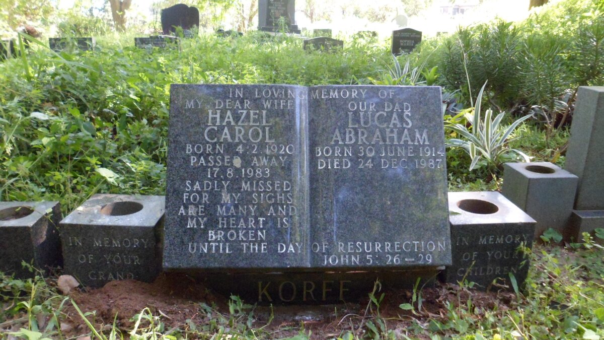 KORFF Lucas Abraham 1914-1987 &amp; Hazel Carol 1920-1983