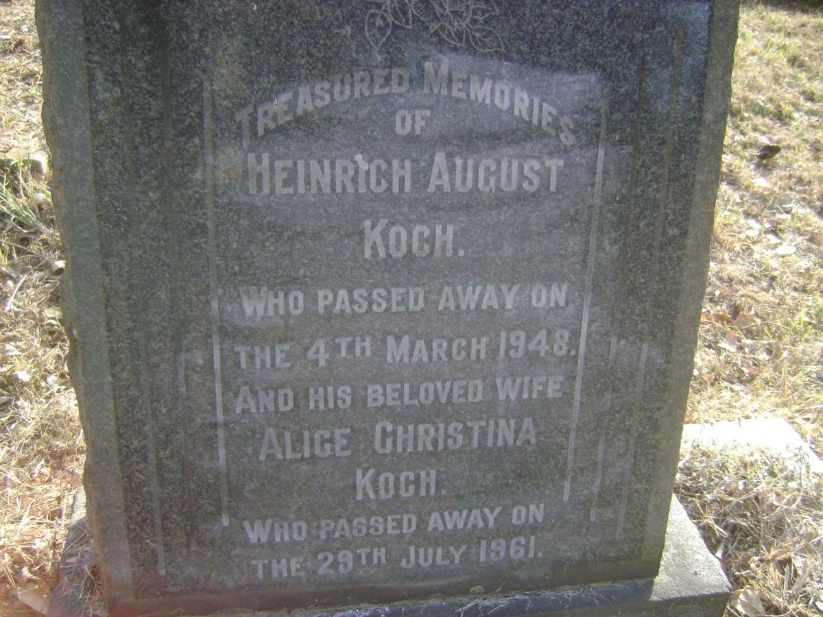 KOCH Heinrich August -1948 &amp; Alice Christina -1961