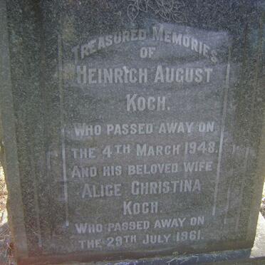 KOCH Heinrich August -1948 &amp; Alice Christina -1961