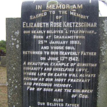 KRETZSCHMER Archibald Edward David -1958 &amp; Elizabeth Rose 1883-1942