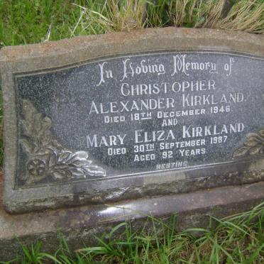 KIRKLAND Christopher Alexander -1946 &amp; Mary Eliza -1987 :: KIRKLAND Hugh -1965