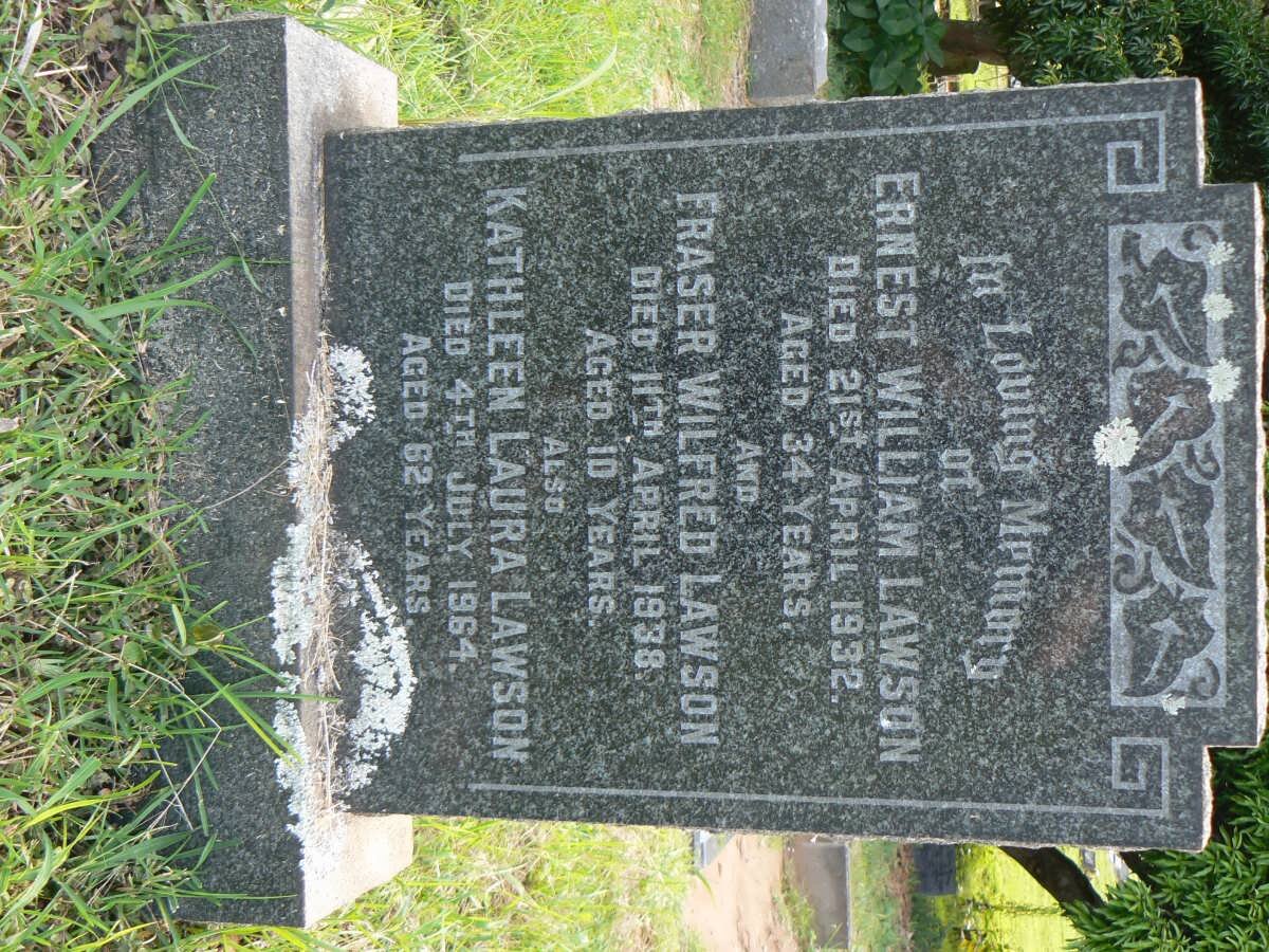 LAWSON Ernest William -1932 :: LAWSON Fraser Wilfred -1938 :: LAWSON Kathleen Laura -1964 