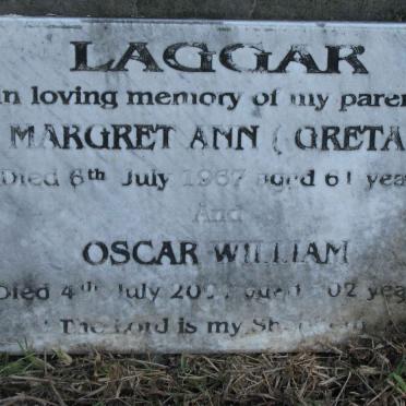LAGGAR Oscar William -2004 &amp; Margret Ann -1967