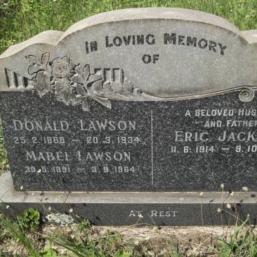LAWSON Donald 1888-1934 &amp; Mabel 1891-1964 :: JACKSON Eric 1914-1975