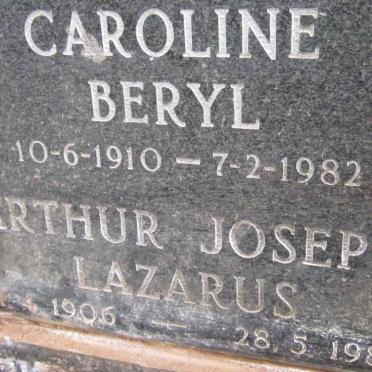 LAZARUS Arthur Joseph 1906-1985 &amp; Caroline Beryl 1910-1982 