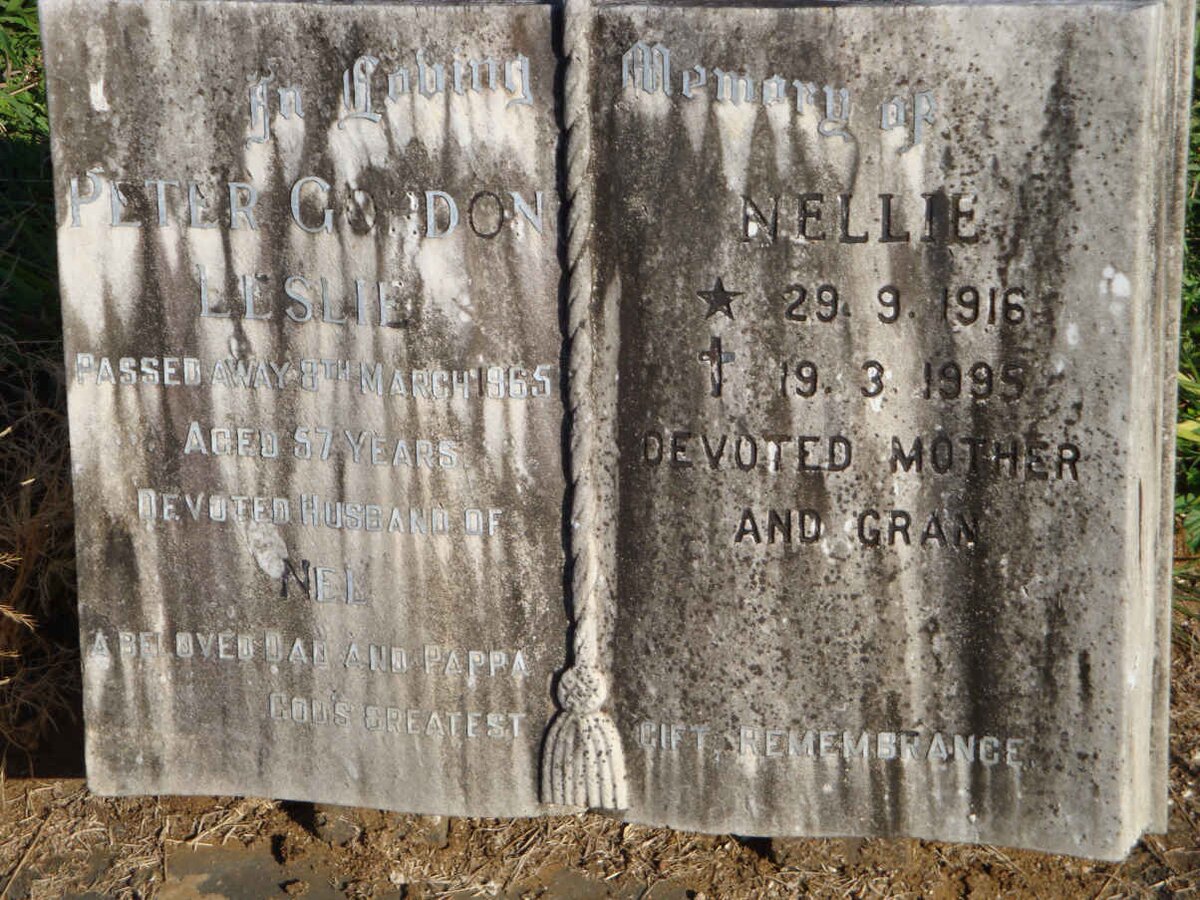 LESLIE Peter Gordon -1965 &amp; Nellie 1916-1995