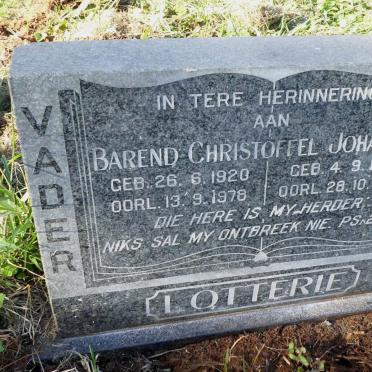 LOTTERIE Barend Christoffel Johannes 1920-1978 :: LOTTERIE Barend Christoffel Johannes 1966-1989