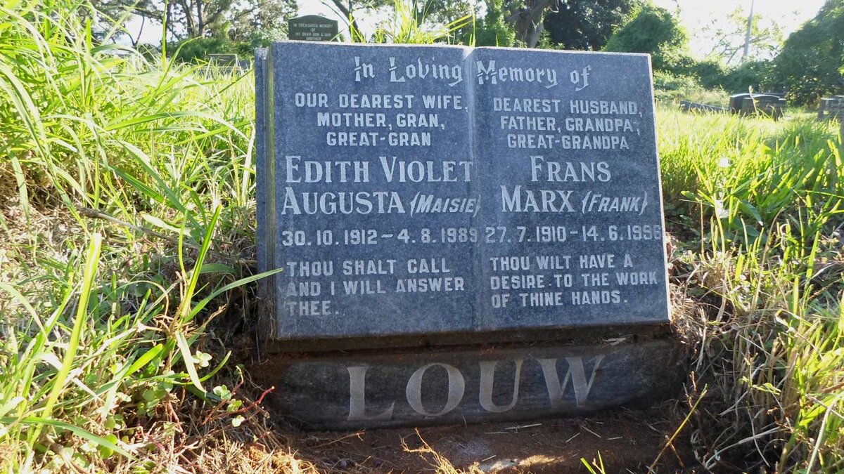 LOUW Frans Marx 1910-1996 &amp; Edith Violet Augusta 1912-1989