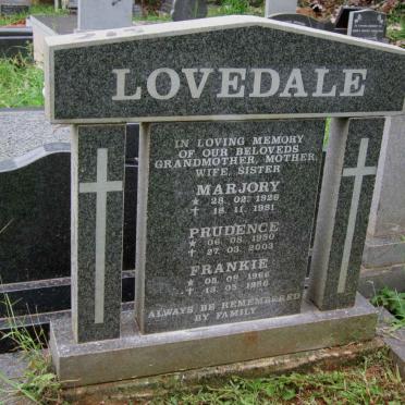 LOVEDALE Marjory 1928-1981 :: LOVEDALE Prudence 1950-2003 :: LOVEDALE Frankie 1966-1986