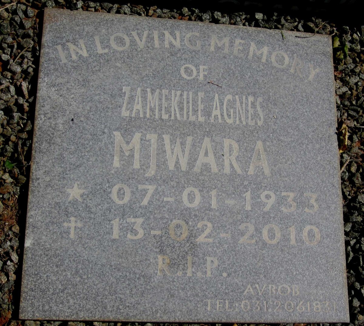 MJWARA Zamekile Agnes 1933-2010