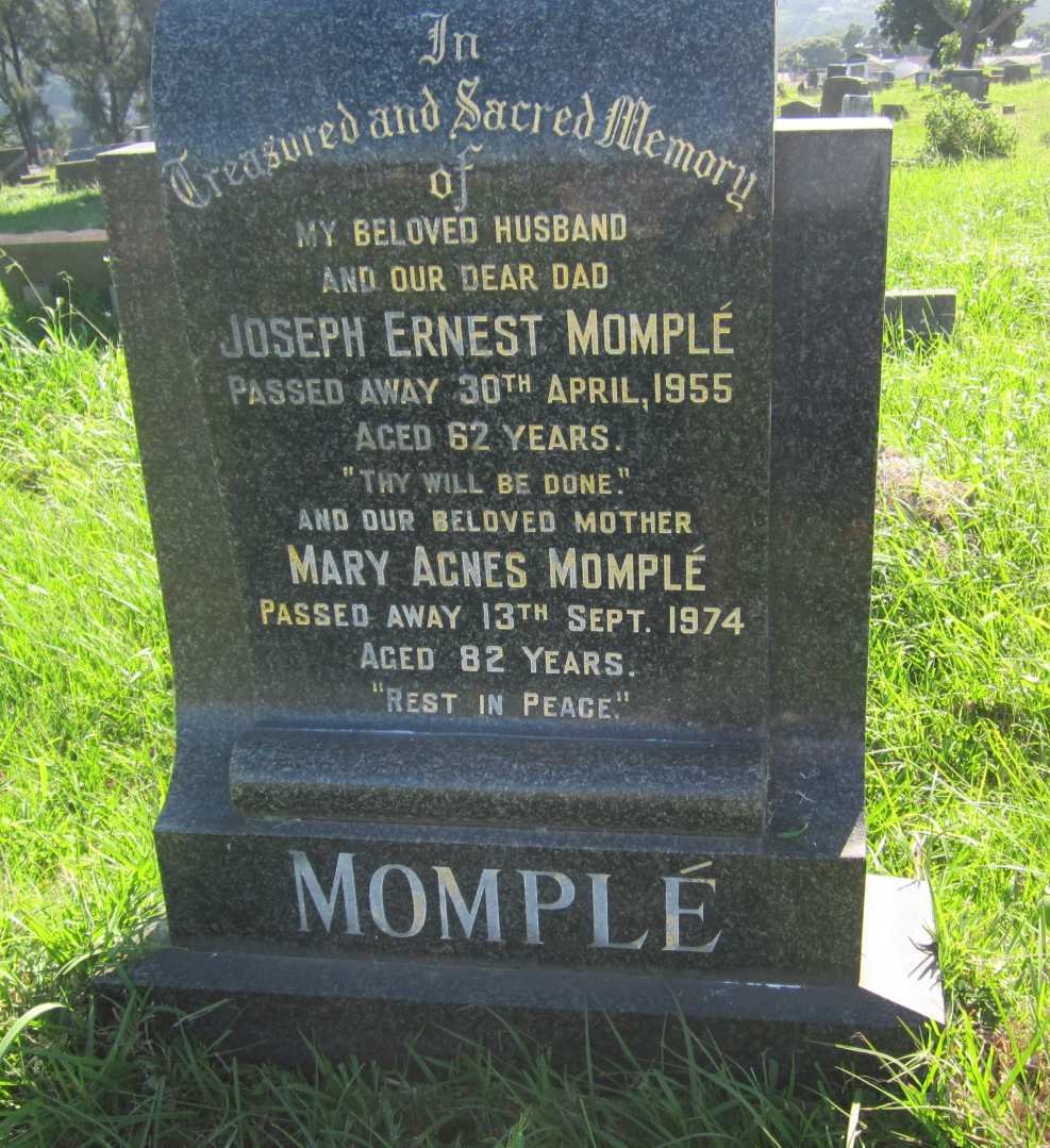 MOMPLE Joseph Ernest -1955 &amp; Mary Agnes -1974